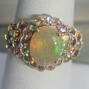 R307  10k gold Opal and Sapphire Ring